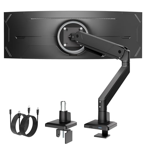 monTEK Single Monitor Arm with USB for Max 45 Inch Ultrawide Screens Adjustable Monitor Desk Mount Holds 35 Lbs Cable Management with C Clamp/Grommet Desk Mount, VESA 75/100mm - color: Black, size: with USB