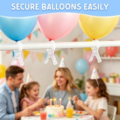 10 Pack Balloon Arch Clips – 3.5'' Clear Plastic Clips for Balloon Arch Backdrop, Heavy Duty Balloon Clamps for Arch, Spring Clamps for Birthday Party Decorations, Wedding, Crafts