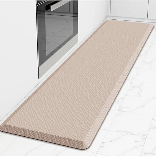 Mattitude Kitchen Mat Cushioned Anti-Fatigue Floor Mat Water Resistant Non-Slip Mats and Rugs Standing and Comfort Desk Mats for House Sink Office Laundry (Beige, 17.3"x60") - color: Beige, size: 60"L x 17.3"W x 0.5"Th
