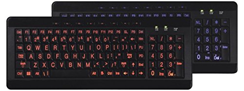 iMBAPrice Large Font Print USB LED Backlit Keyboard, Orange and Blue (IMBA-LOB-BKB) - color: black;blue