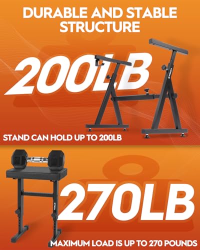 STRICH Piano Keyboard Stand Stool Set, Portable Heavy Duty Stand for 54-88 Key Electric Digital Pianos & Adjustable Piano Bench, Chair, Black, SKT-02 & SPB-M50