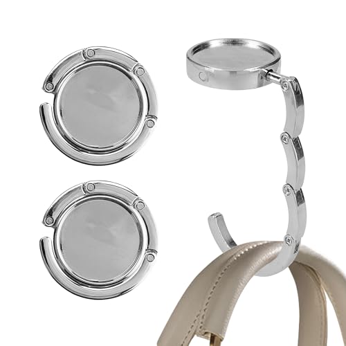 kwmobile Purse Hook for Table - Set of 2 Purse Holder - Folding Handbag Hanger - Portable Bag Holder - Bag Hooks for Desk - Table Hook Silver - color: Silver