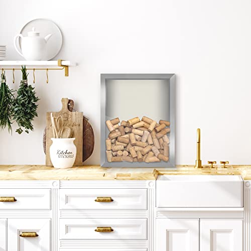 Americanflat 11x14 Shadow Box Frame with Shatter-Resistant Glass - Silhouette Collection - Large Shadow Box Display Case for Tabletop and Wall Display - Silver with Soft Felt Back - color: Silver, size: 11x14