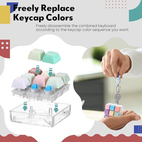 VioraWhite 5 Pcs Keyboard Fidget Clicker Keychain Noisy Fidget Keyboard Colorful 9-in-1 Keycap Stress Relief Decompression Button Finger Clicker for Office Gifts Adults to Relief Stress - style: Noisy