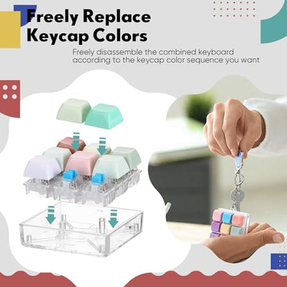 VioraWhite 5 Pcs Keyboard Fidget Clicker Keychain Noisy Fidget Keyboard Colorful 9-in-1 Keycap Stress Relief Decompression Button Finger Clicker for Office Gifts Adults to Relief Stress - style: Noisy