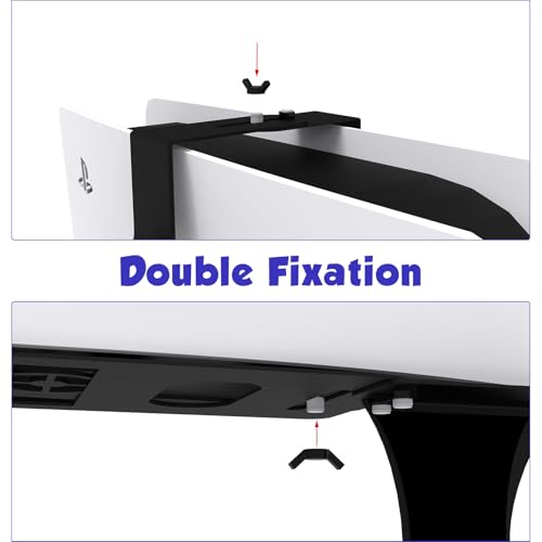 ZHSX Wall Mount for Ps5 Models,Ps5 Shelf Playstation Wall Mount Compatible with Ps5、Ps5 Pro and Ps5 Slim Disc Adjustable Length and Width Holds Two Controllers