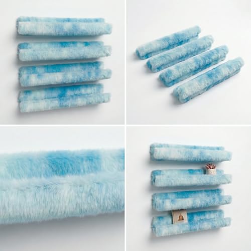 Care&More YJ 15 Inch Nail Polish Shelves, 4-Pack Fuzzy Display Nail Polish Rack for Storing Nail Bottles, Sunglasses, Essential Oils, Plush Soft (Blue) - color: Blue