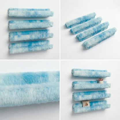 Care&More YJ 15 Inch Nail Polish Shelves, 4-Pack Fuzzy Display Nail Polish Rack for Storing Nail Bottles, Sunglasses, Essential Oils, Plush Soft (Blue) - color: Blue