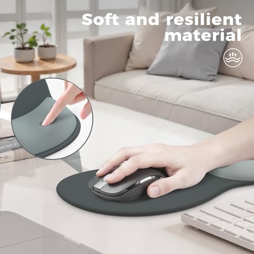 iCasso Keyboard Wrist Rest,Black Ergonomic Mouse Pad with Wrist Support,Acrylic Clear Keyboard Stand for Desktop,Non-Slip Mousepad Set for Office Home Gaming - color: Pure Black