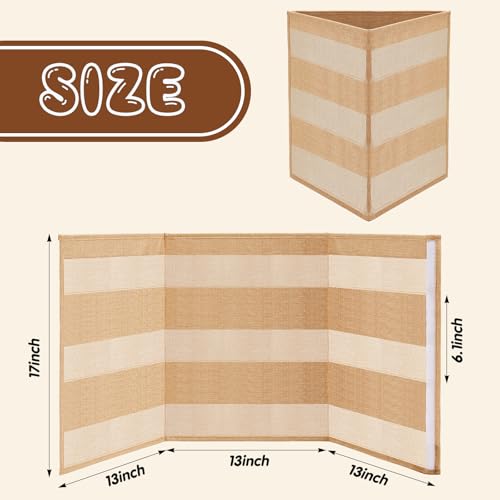 Faccito Bookmark Display Stand, Three-Sided Portable Holder with Multi-View Display, Linen Fabric Desktop Rack for Bookmarks, Valentine-Themed Designs, Craft Fairs, Handmade Vendors - color: Flaxen, style: 3 Sides