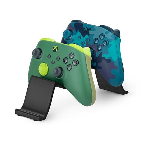 Desktop Dual Game Controller Stand Holder – Stylish, Minimal Wave Design, Suitable for PS5, Xbox, Switch, PC & Retro Gamepads - color: black/silver