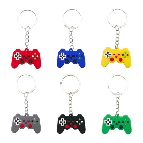6PCS Video Game Controller Keychains, Mini Games Handle Keychain Pendant Favors, Games Controller Handle Key Ring Gift Charm for Women Men - color: 6pcs