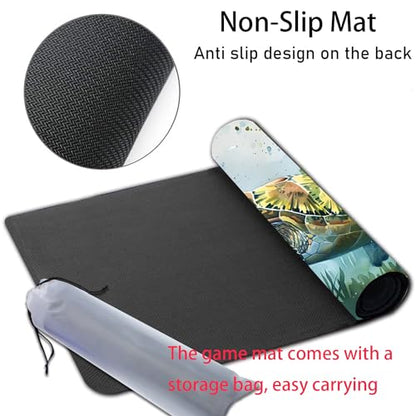 MTG Playmat, Smooth Surface Game Play Pad MTG TCG 24 x 14 inch with Storage Bag, Non-Slip Mouse Pad Card Fighting Game, Waterpainted Turtle - color: Waterpainted Turtle