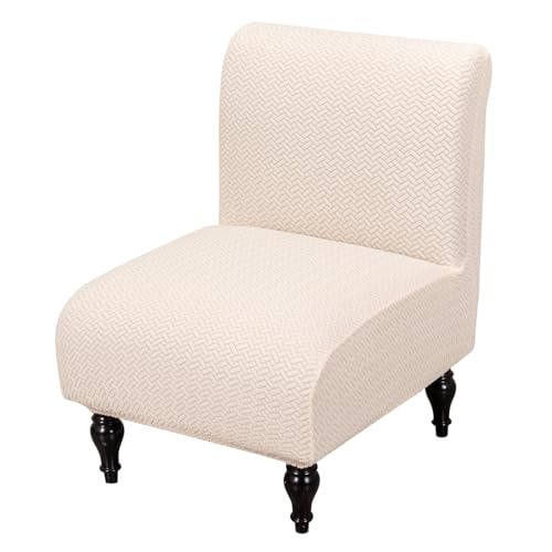FUANGUI Armless Accent Chair Cover Slipcover, Stretch Spandex Chair Covers for Living Room Removable Washable for Armless Chair Furniture Protector - color: A8, size: 1pcs