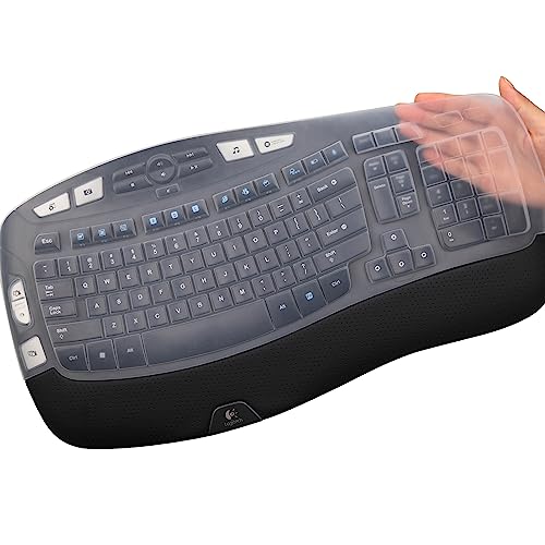 MUBUY Keyboard Cover for Logitech K350 Wireless Wave Keyboard & MK570 MK550 Wireless Wave, & K350 MK550 MK570 Keyboard Accessories Protective Skin-Clear - color: Clear