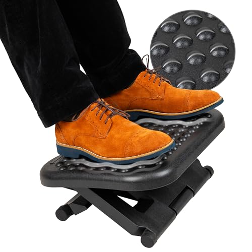 Mind Reader Foot Rest, Under Desk at Work, Ergonomic, Height Adjustable, Office, Plastic, Black - size: Adjustable Footrest