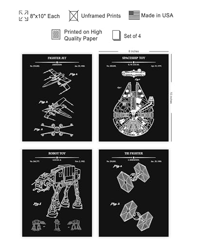 Poster Master 4-Piece Spaceship Blueprint Poster - Spacecraft Patent Print - Sci Fi Art - Fantasy & Defense Design - Armored Walker Print - Great Playroom or Kid's Room Decor - 8x10 UNFRAMED - color: Patent Kids 17, size: 8"L x 10"W