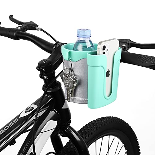 Accmor 3-in-1 Bike Cup Holder with Cell Phone Keys Holder, Bike Water Bottle Holders, Universal Bar Drink Cup Can Holder for Bicycles, Motorcycles, Scooters, Grey Green - color: Grey Green