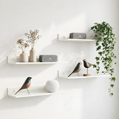 Z metnal Small Wall Shelves, Mini Display Metal Lack Floating Shelf for Collectables Figure, Aluminum, Wall Mounted, Sleek, White,12 x 5 inch, 2 Pack - color: White, size: 12 inch (2 Pack)
