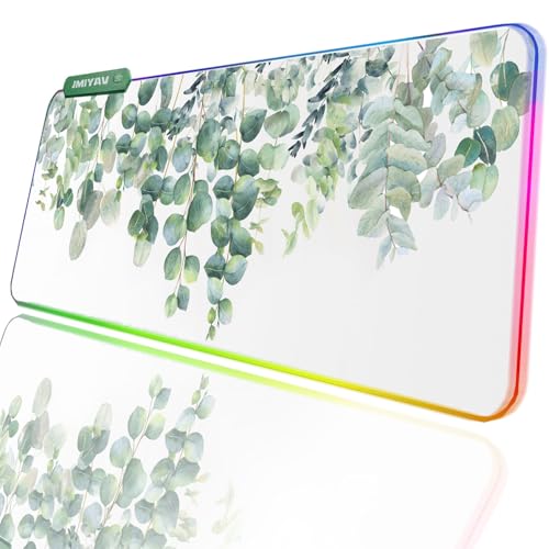 JMIYAV RGB Gaming Mouse Pad PC XL Large Extended Glowing Led Light Up Desk Pad Non-Slip Rubber Base Computer Mouse Pad Cute Mousepad Mat Spring Willow - color: G-spring Willow