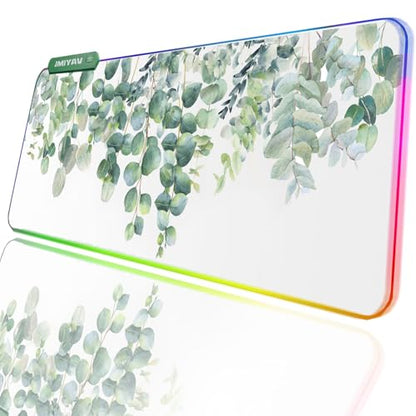 JMIYAV RGB Gaming Mouse Pad PC XL Large Extended Glowing Led Light Up Desk Pad Non-Slip Rubber Base Computer Mouse Pad Cute Mousepad Mat Spring Willow - color: G-spring Willow