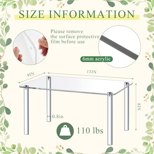 RattanView 1 Pcs 13 Inch Acrylic Risers Display Stands Rectangular 4-leg Acrylic Plant Stand, 6mm Thick Clear Shelf Riser Display Stands for Decor Collectibles Figures and Item Photography - color: Acrylic, size: 13×8×7in