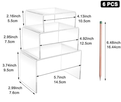 Cerpourt 2 Sets Acrylic Display Risers(4",5",6") Product Stand ((4"x5"x6") Clear Risers)