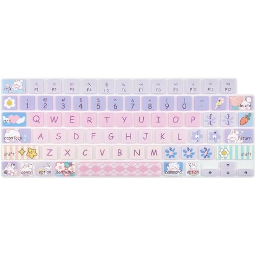 Cute Silicone Keyboard Cover for 2021-2024 MacBook Air 13.6" 15" A2941 A3114 A2681 A3113, MacBook Pro 14" 16" A2442 A2779 A2918 A2992 A2485 A2780 A2991 A3112 A3401 A3406 M4 M3 M2 M1 Max,Cute Bunny - color: Cute Bunny