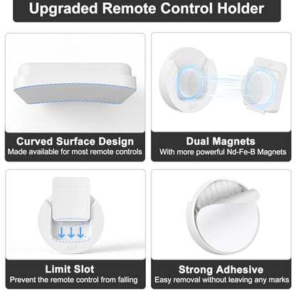 YYILIS Magnetic Remote Control Holder Wall Mount, 4 Pack Upgrade Remote Control Organizers Storage Self-Adhesive TV Remote Control Caddy for Back of TV White - color: White