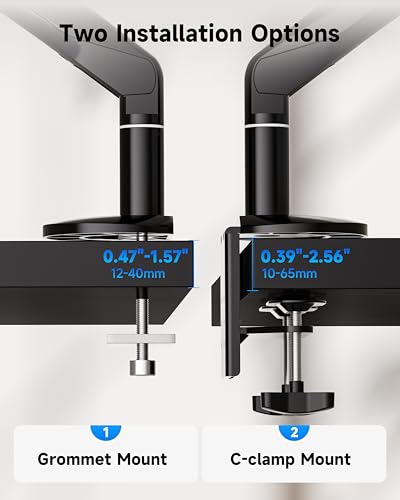 BIZUM Heavy Aluminum Monitor Stand 17 to 43 Inch Monitor Arm, Adjustable-Monitor Mount up to 33lbs with Clamp and Grommet Base, VESA 75x75/100x100mm Black - color: Black