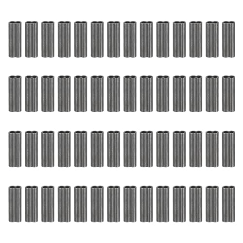 PATIKIL 1/25" 1mm Wire Rope Loop Sleeve 100 Pcs Copper Double Ferrule Duplex Crimping Loop Sleeve for Wire Rope Cable Fittings Rigging Fishing Wire,Black - size: 1/25"