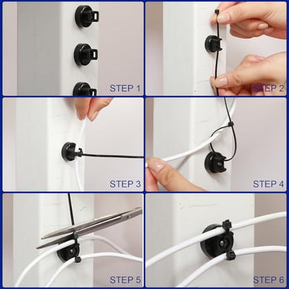 Yookeer 36 Pieces Magnet Zip Tie Mount 22 mm Heavy-duty Magnetic Zip Tie Mounts 22LBS Strong Multipurpose Wire Cable Holder Mount for Home Office Wire Management Marine Electrical Wiring