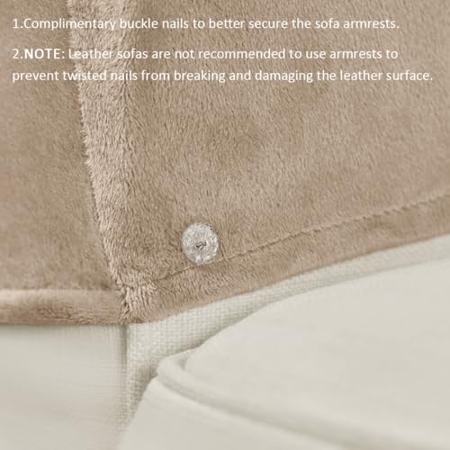 Velvet Armrest Covers for Chairs and Sofas Soft Stretch Couch Arm Cover Set of 2 Non Slip Sofa Armrest Slipcover Furniture Protector for Sofa, Couch, Armchair, Recliner, Khaki - color: Khaki