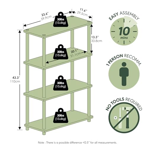 Furinno Turn-N-Tube 4-Tier Multipurpose Shelf Display Rack, Round Tubes, Dark Cherry/Black - color: Dark Cherry/Black, size: 4-Tier Round Tube