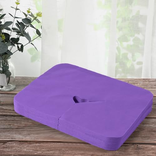 200 Pieces Disposable Face Cradle Covers Massage Headrest Covers for Massage Tables and Massage Chairs Beauty Spa Salon Bed, 11.8 x 15.7 Inches (Purple) - color: Purple