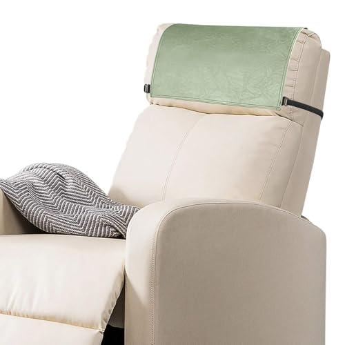 Recliner Headrest Protector-Faux Leather Headrest Covers for Recliners,Recliner Headrest Cover with Elastic Straps,Chair Headrest Covers for Recliners Protector 17 x 27 in(Mint Green) - color: Mint Green