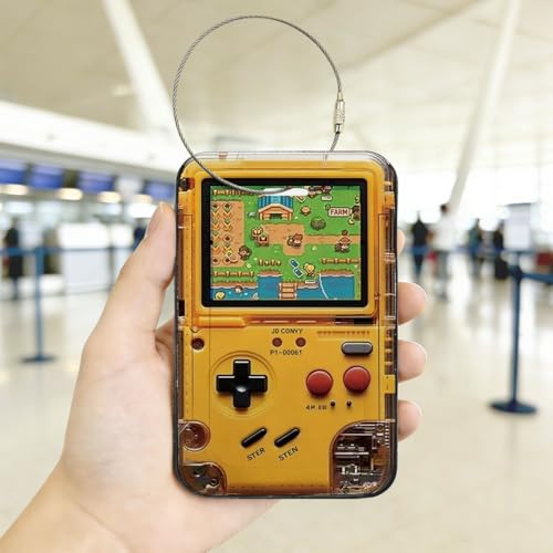 ID Card Badge Holder with Wrist Lanyard, Slide Open & ID Window Card Holder, Unique Handheld Game Console Design Portable for Bus Cards Work Badges, Suitable for Women Men Office Worker, Beige - color: Handheld2
