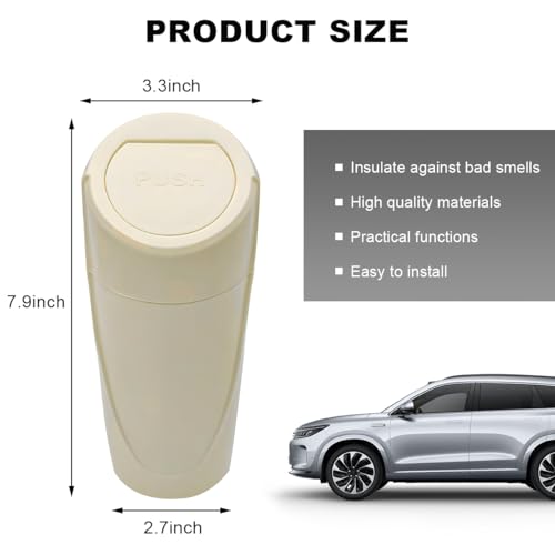 Car Trash Can with Lid, Mini Car Garbage Bin Leakproof Cup Holder Trash Can, Multipurpose Organizer Door Pocket Trash Cup Fits Auto Home Office, Universal Garbage Can (Beige) - color: Beige