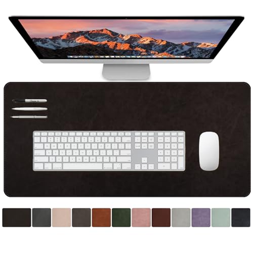 Medium Size PU Leather Desk Pad wiith Stitching Edge Easy Clean Desk Protecor Non-Slip Base Mat for PC Laptop Office/School 23.6"x 13.8" M Black - color: Black, size: 23.6" x 13.8"