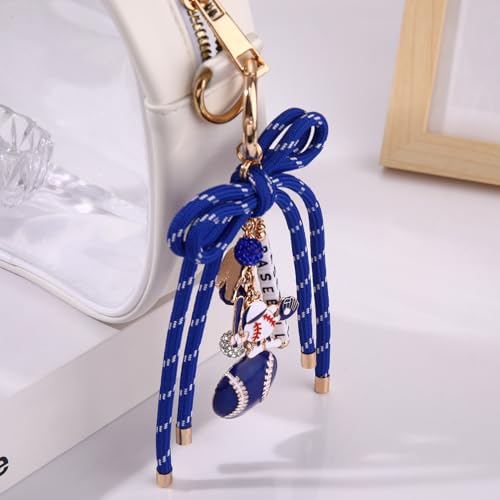 PHALIN Football Baseball Basketball Golf Bag Charms Keychain for Women Men Bow Purse Charm Sport Mom Gifts - style: Baseball-1