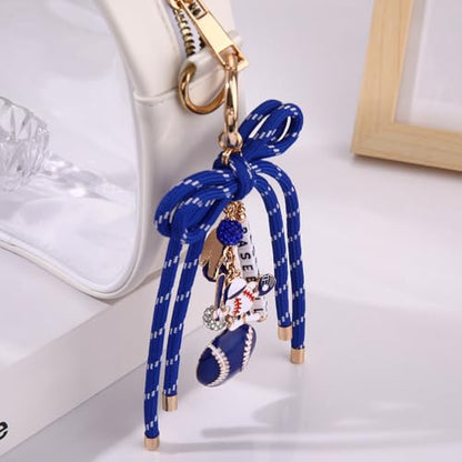PHALIN Football Baseball Basketball Golf Bag Charms Keychain for Women Men Bow Purse Charm Sport Mom Gifts - style: Baseball-1