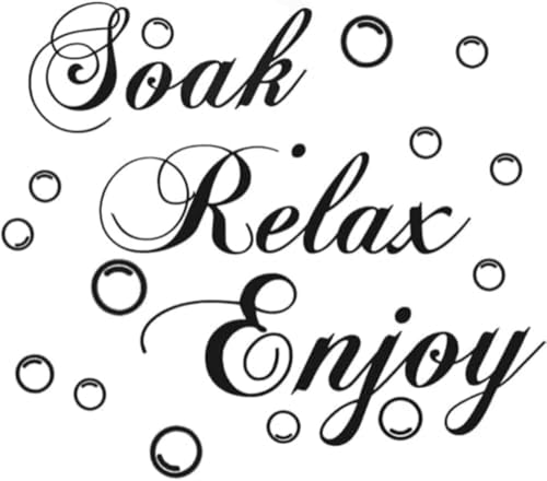 Soak Relax Enjoy Bathroom Wall Decals,Art Quote Stickers for Bathroom, Bedroom and Living Room,Inspirational Home Decor, Murals and Room Decor (17.7x11.4 Inch)