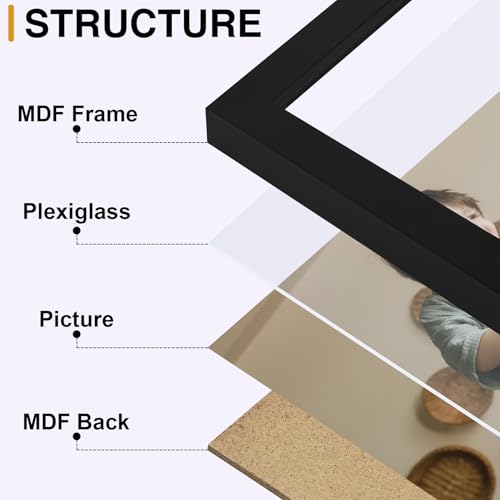 decorUhome Black Triple 4x6 Picture Frame Vertical, MDBK08 | "Z" Shape Folding Design Engineered Wood Trifold Photo Frame with Plexiglass for Tabletop Display - color: Black, size: 4x6