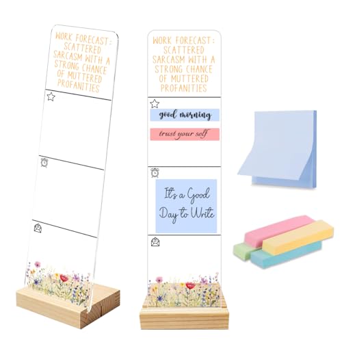 Sticky Note Holder Acrylic Monitor Memo Board Desk Organizers and Accessories Desk Decor Post It Note Holder with 200Pcs Sticky Notes Funny Office Desk Sign - color: Work