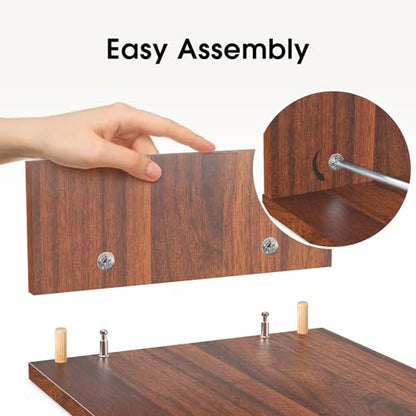 FITUEYES Dual Monitor Stand – 3 Shelf Computer Monitor Riser, Wood Desktop Stand with Adjustable Length and Angle, Desk Accessories, Office Supplies Medium Brown, DT108002WB - color: Brown