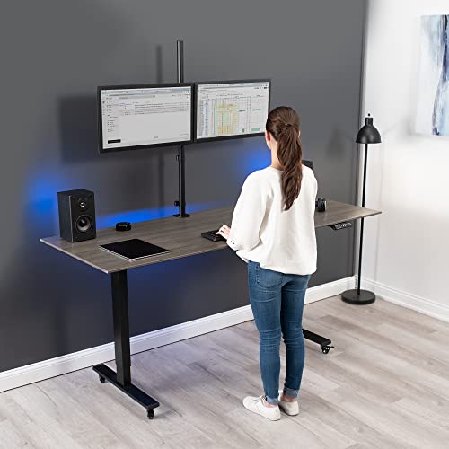 VIVO Dual Monitor Stand Up Desk Mount Extra Tall 39 inch Pole, Fully Adjustable Stand for up to 32 inch Screens, Black, STAND-V032T - size: 13" - 32" screens