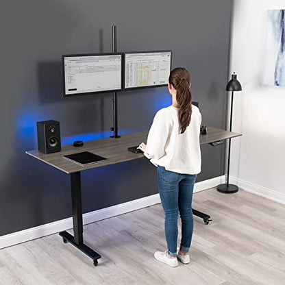 VIVO Dual Monitor Stand Up Desk Mount Extra Tall 39 inch Pole, Fully Adjustable Stand for up to 32 inch Screens, Black, STAND-V032T - size: 13" - 32" screens