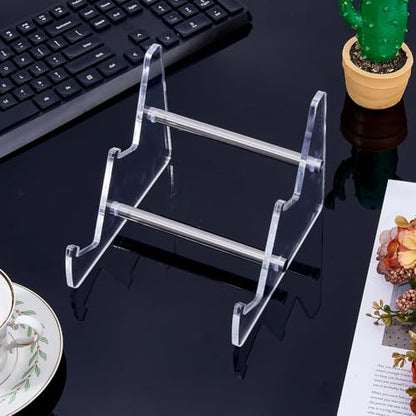 DICOSMETIC 2-Tier Acrylic Keyboard Display Stand Holder Clear Keyboard Storage Stand 6.46x6.89x5.24 Inch Transparent Mechanical Keyboards Holder for Tablet,Holds up to 2 Keyboards
