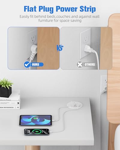 Desktop Power Grommet with 100W USB C, Double-Side Recessed Charging Station Plug in 5AC Outlets & 4 USB Ports, 4-Inch Hole Furniture Flush Mount for Countertop White - color: White