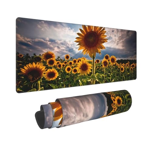 Nature Sunflowers Mouse Pad Large Gaming Mousepad Non-Slip Rubber Base Keyboard Mouse Mat for Laptop Keyboard Desktop 31.5 x 11.8 inch - color: Nature Sunflowers